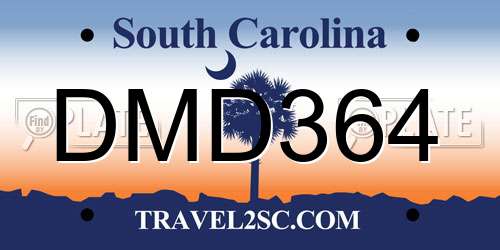DMD364 South Carolina License Plate