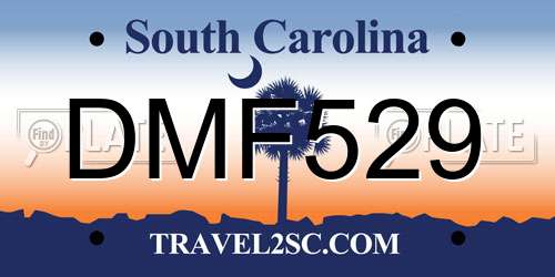 DMF529 South Carolina License Plate