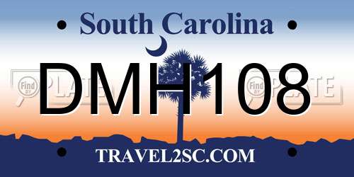 DMH108 South Carolina License Plate