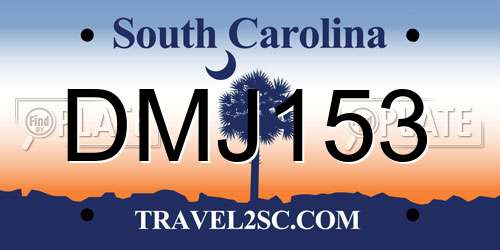 DMJ153 South Carolina License Plate