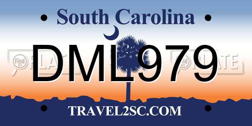 DML979 South Carolina License Plate