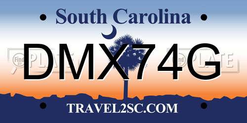 DMX74G South Carolina License Plate