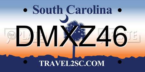 DMXZ46 South Carolina License Plate