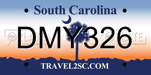 DMY326 South Carolina License Plate