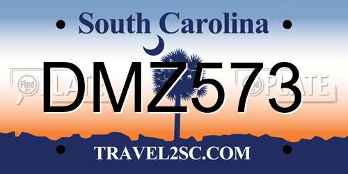 DMZ573 South Carolina License Plate