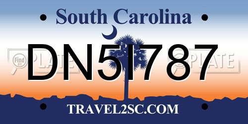 DN5I787 South Carolina License Plate