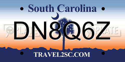 DN8Q6Z South Carolina License Plate