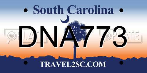 DNA773 South Carolina License Plate