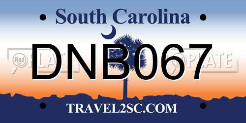 DNB067 South Carolina License Plate