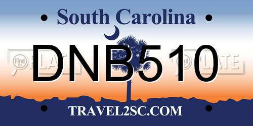 DNB510 South Carolina License Plate