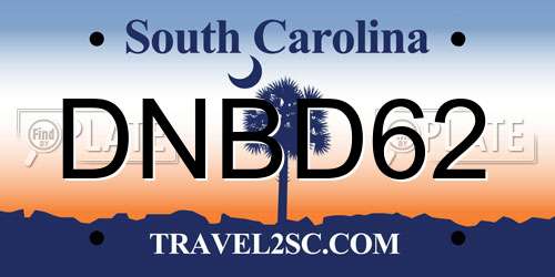 DNBD62 South Carolina License Plate