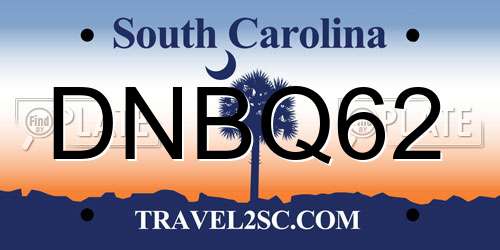 DNBQ62 South Carolina License Plate