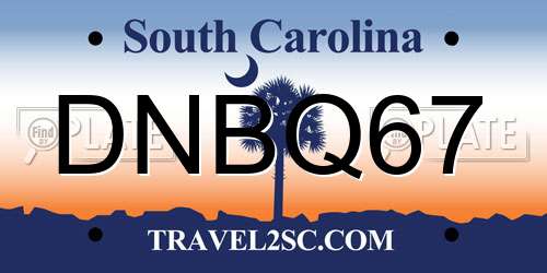 DNBQ67 South Carolina License Plate