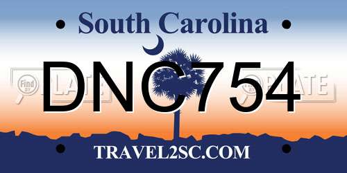 DNC754 South Carolina License Plate
