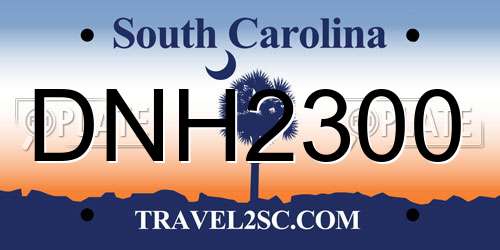 DNH2300 South Carolina License Plate