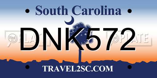 DNK572 South Carolina License Plate