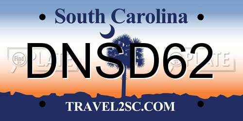 DNSD62 South Carolina License Plate