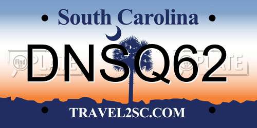 DNSQ62 South Carolina License Plate