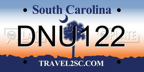 DNU122 South Carolina License Plate