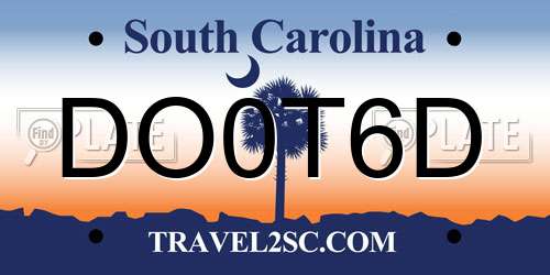 DO0T6D South Carolina License Plate