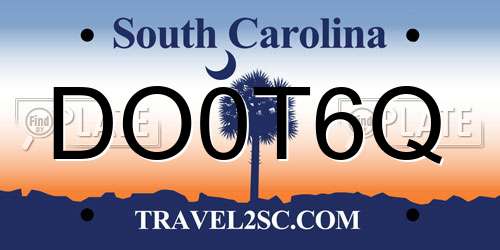 DO0T6Q South Carolina License Plate