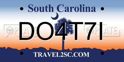 DO4T7I South Carolina License Plate