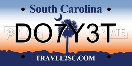 DO7Y3T South Carolina License Plate