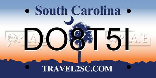DO8T5I South Carolina License Plate