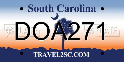 DOA271 South Carolina License Plate