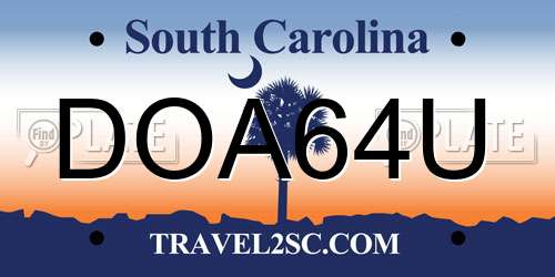 DOA64U South Carolina License Plate
