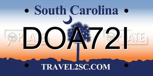 DOA72I South Carolina License Plate