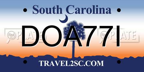DOA77I South Carolina License Plate