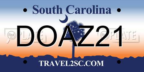 DOAZ21 South Carolina License Plate