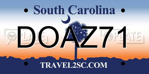 DOAZ71 South Carolina License Plate