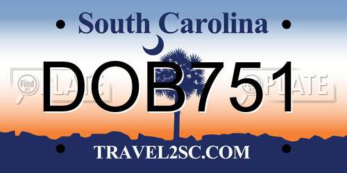 DOB751 South Carolina License Plate