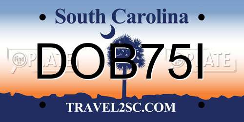 DOB75I South Carolina License Plate