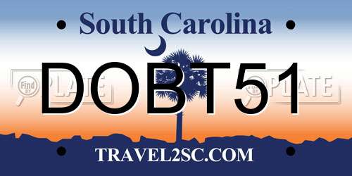 DOBT51 South Carolina License Plate
