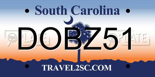 DOBZ51 South Carolina License Plate