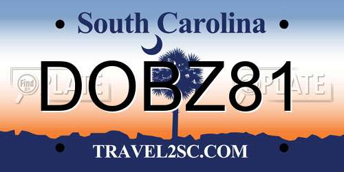 DOBZ81 South Carolina License Plate