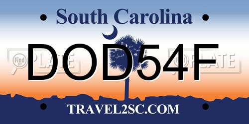 DOD54F South Carolina License Plate