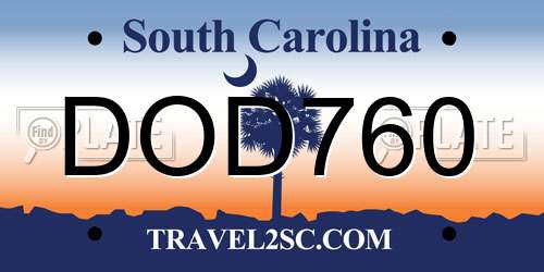 DOD760 South Carolina License Plate