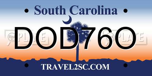 DOD76O South Carolina License Plate