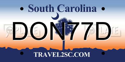 DON77D South Carolina License Plate