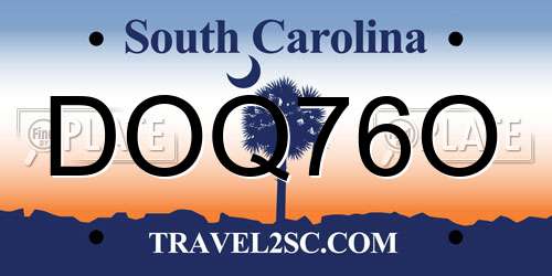 DOQ76O South Carolina License Plate
