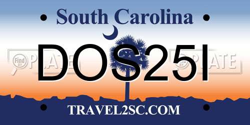 DOS25I South Carolina License Plate
