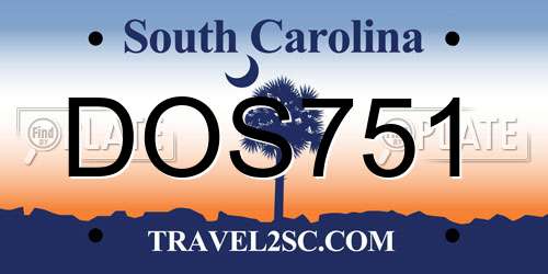 DOS751 South Carolina License Plate