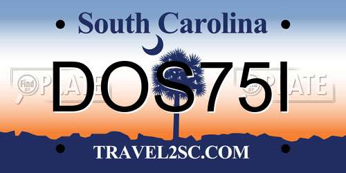 DOS75I South Carolina License Plate