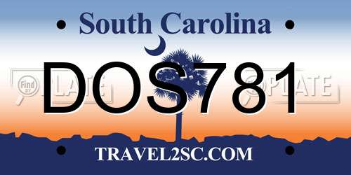 DOS781 South Carolina License Plate