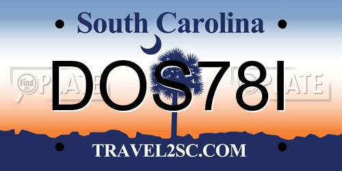 DOS78I South Carolina License Plate