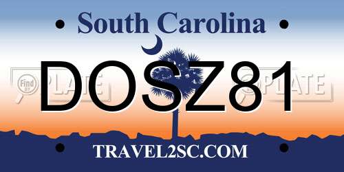 DOSZ81 South Carolina License Plate